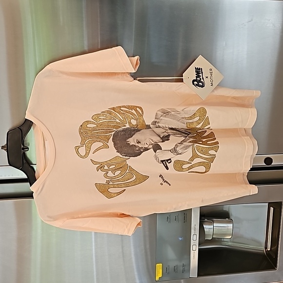 💕BOWIE x MOTHER💕 The Rowdy Glitter Graphic Tee ~ Starman Small S NWT - Picture 12 of 16